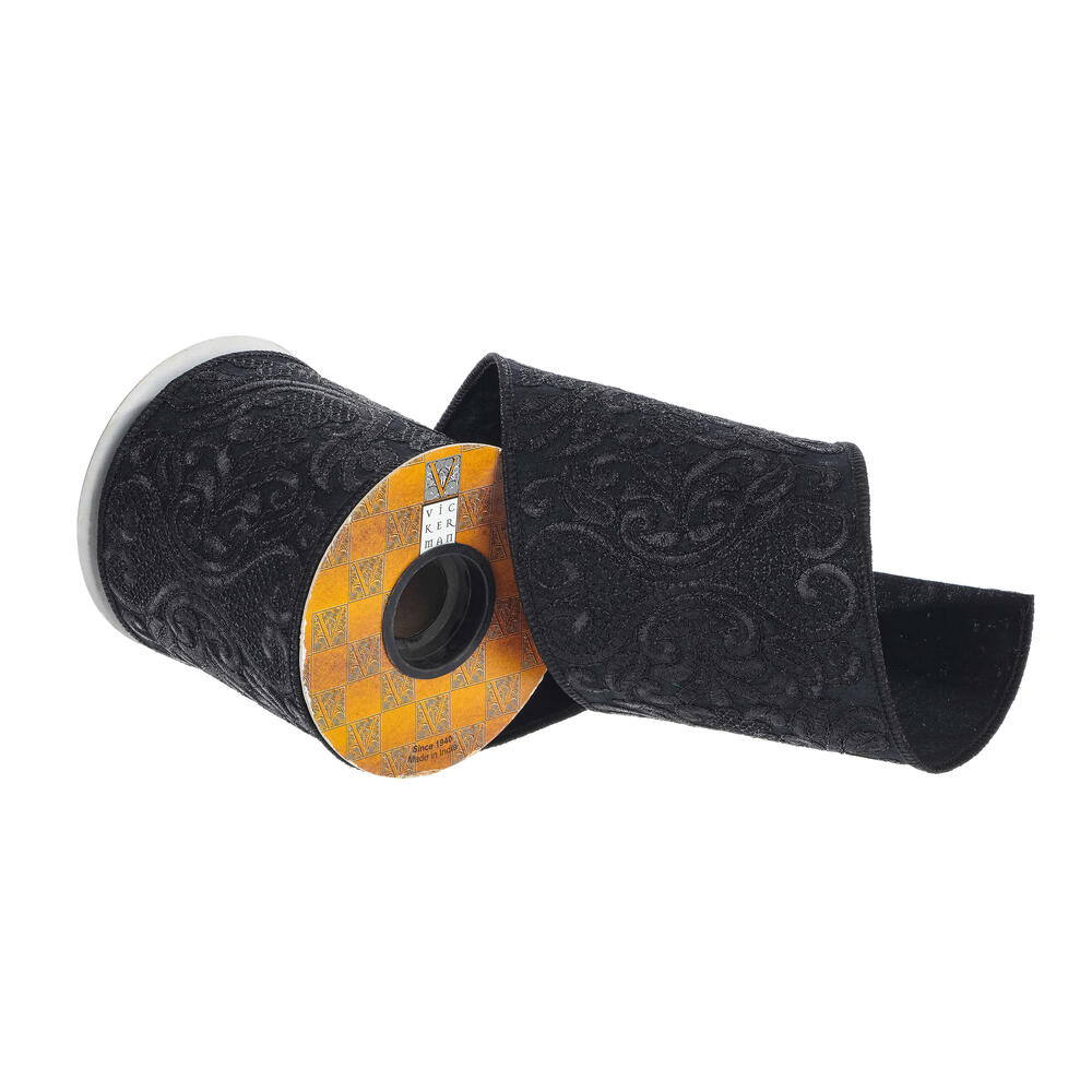 4"x5yd Black Embroidery Ribbon