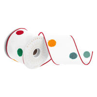 4"x10yd White Fuzzy Dot Ribbon