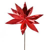 Vickerman 13" Shiny Glitter Poinsettia Spray