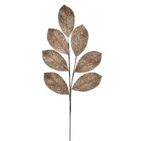 27" Gold Glitter Leaf Spray 4/bg