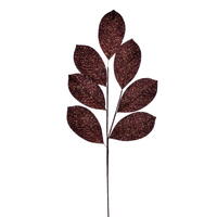 27" Mocha Glitter Leaf Spray 4/bg
