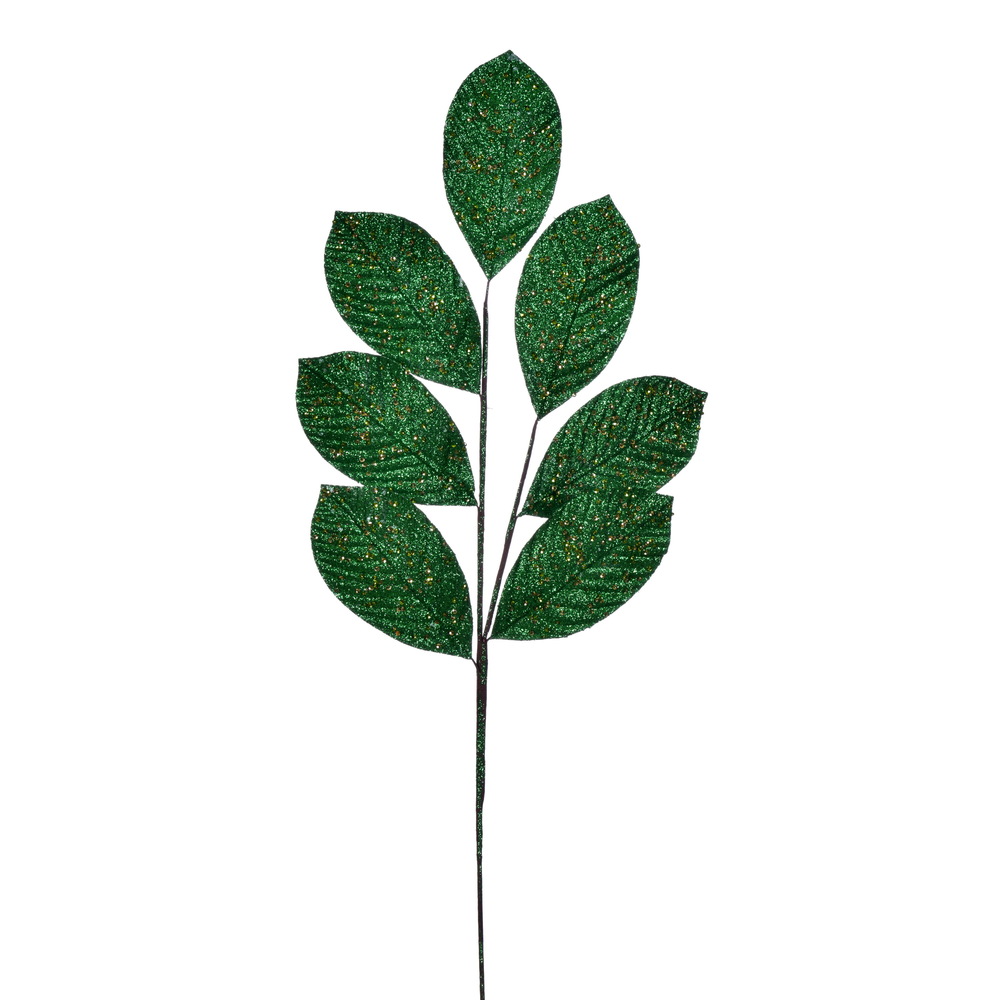 Vickerman 27" Glitter Leaf Spray, 4 pieces per bag