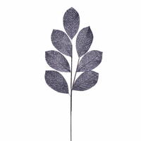 27" Pewter Glitter Leaf Spray 4/bg