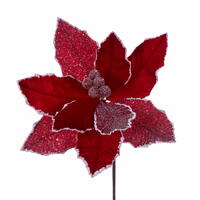 17" Red Glitter Petal Poinsettia 5/bag