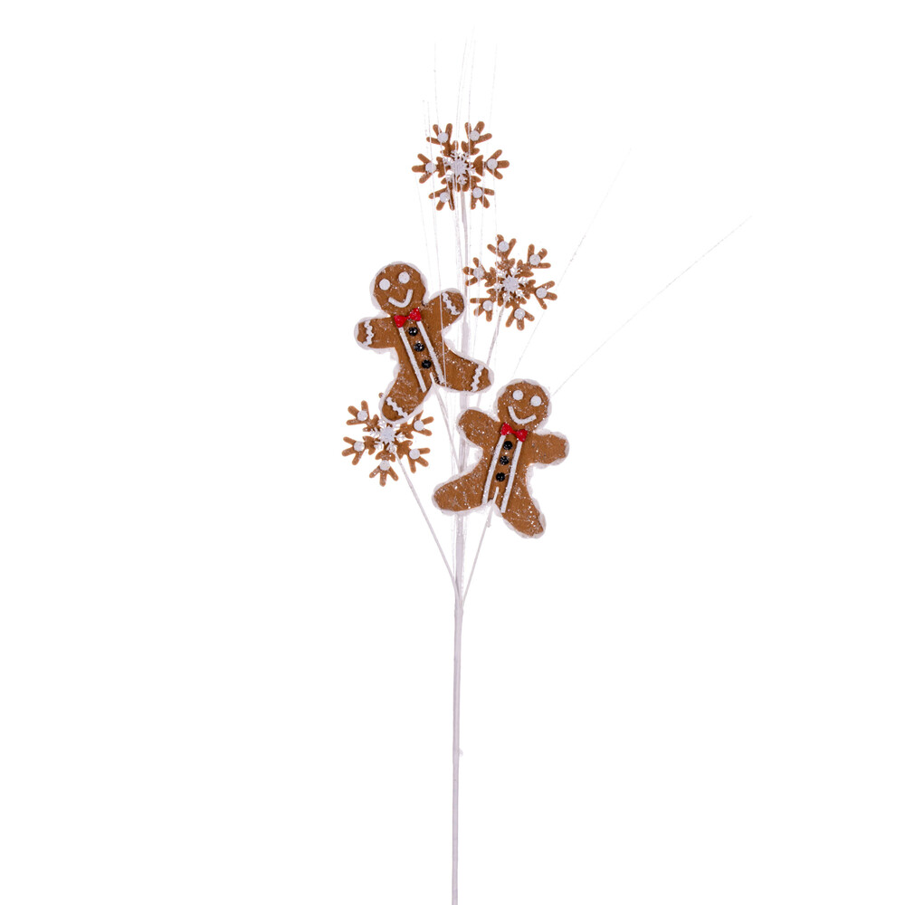 Vickerman 29" Gingerbread Man and Snowflake Spray, 6/bag