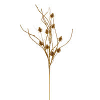 32" Gold Pinecone Twig Glitr Spray 6/Bg