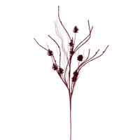 32" Burgundy Cone Twig Glitr Spray 6/Bg