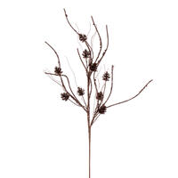 32" Mocha Pinecone Twig Glitr Spray 6/Bg