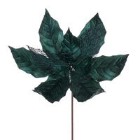 11" Sea Blue Glttr Mesh Poinsettia 6/Bag