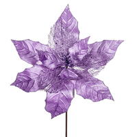 11" Lavender Glittr Mesh Poinsettia 6/Bg