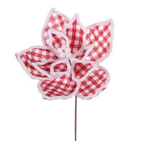 Vickerman 11" Plaid Flower With White Outline on Stem