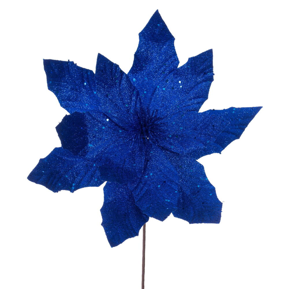 Vickerman Glitter Poinsettia Stem 6/Bag