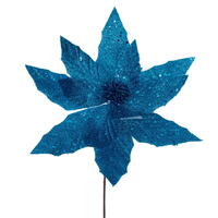Vickerman Glitter Poinsettia Stem 6/Bag
