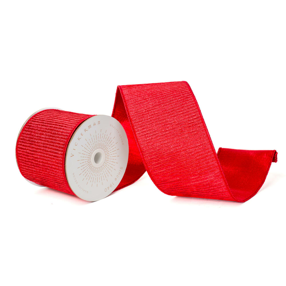 Vickerman 4"X10 Yds Metallic Pleated Strip with Backing Ribbon.