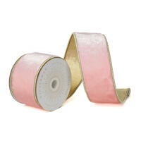 2.5"x10yd Light Pink Shiny Velvet Gold