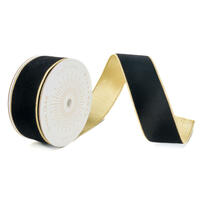 2.5"x10yd Black Velvet Gold Trim/Backing