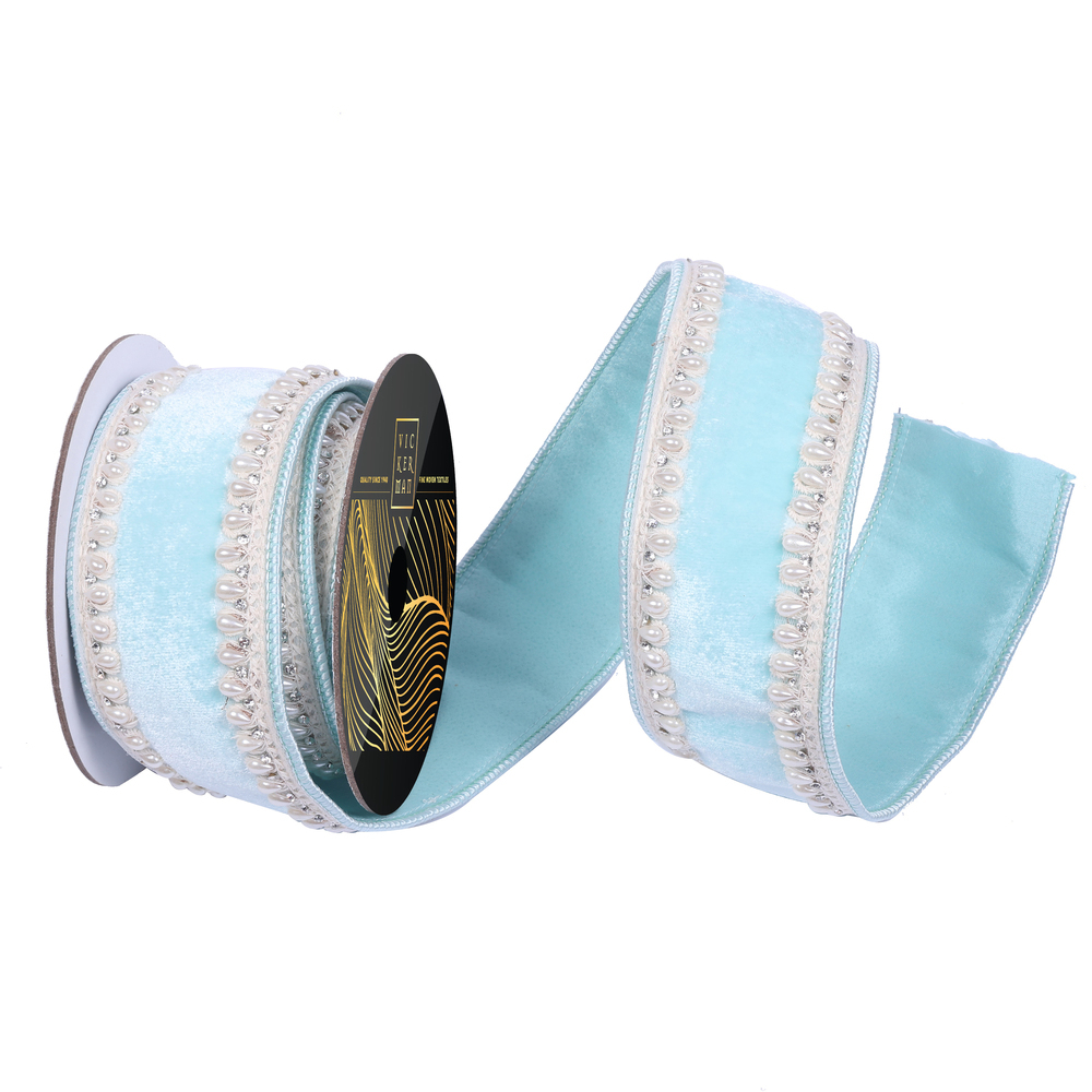 2.5"x5yd Velvet Pearl Jewel Trim Ribbon