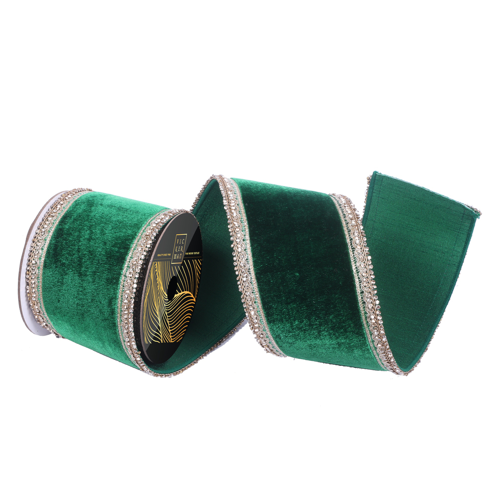 4"x5yd Velvet Champagne Jewel Trim