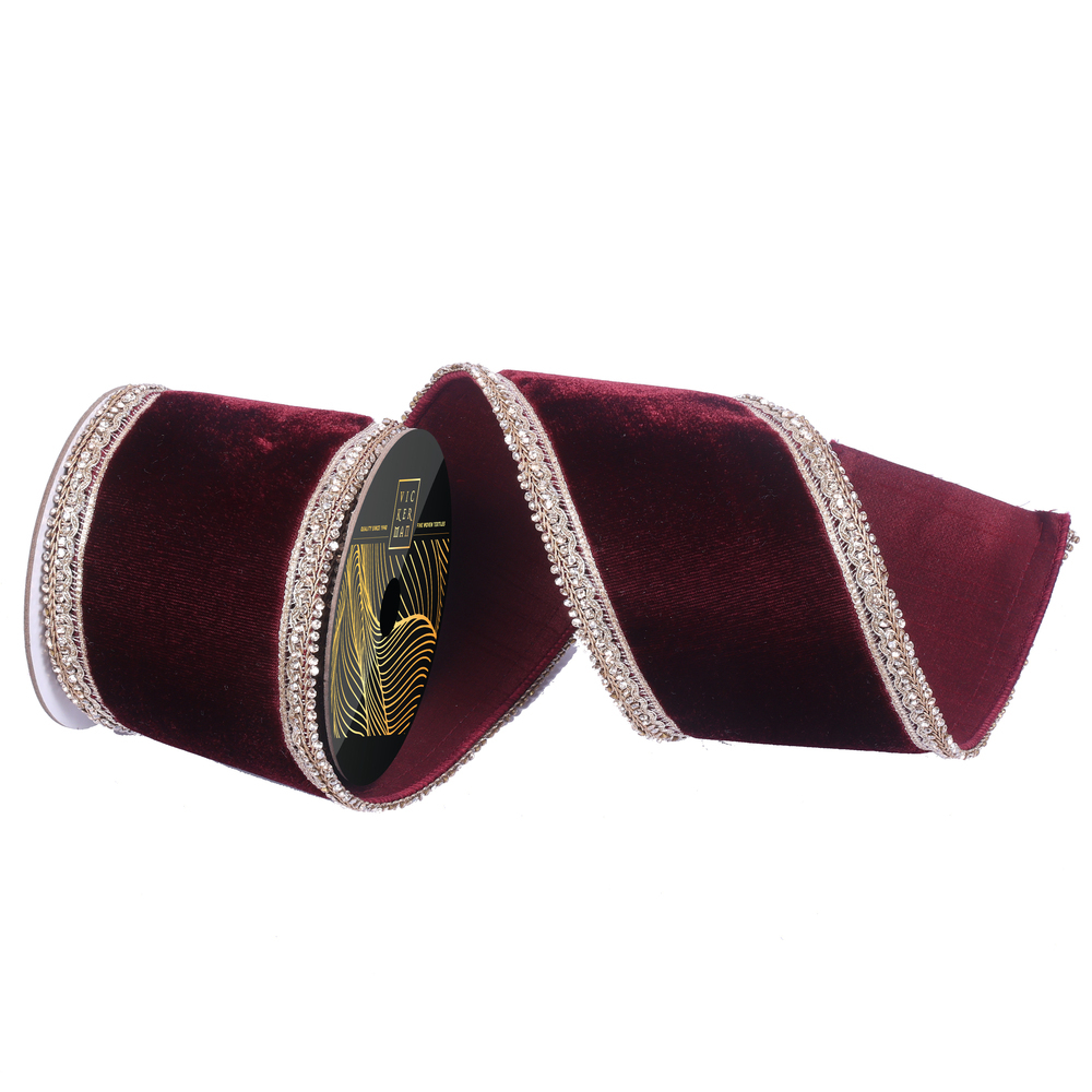 4"x5yd Velvet Champagne Jewel Trim