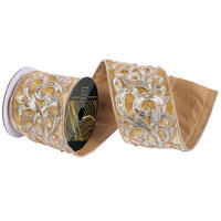 4"x5yd Velvet Jewel Champagne Scroll
