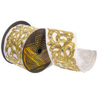 4"x5yd Velvet Jewel Champagne Scroll