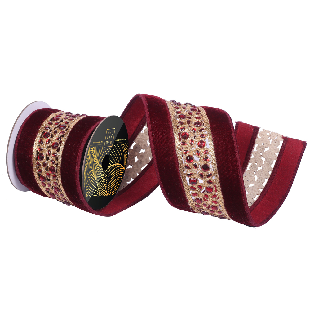 4"x5yd Burgundy Vlvt Chmpgn Jewel DieCut