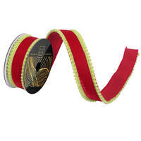 1.5" x 10yd Velvet Wired Pom Pom Trim Ribbon
