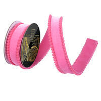 1.5" x 10yd Velvet Wired Pom Pom Trim Ribbon