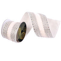 4"x5yd Velvet Champagne Jewel Ribbon