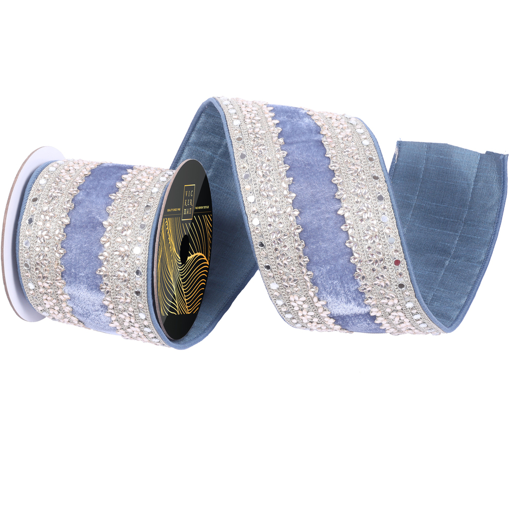 4"x5yd Velvet Champagne Jewel Ribbon