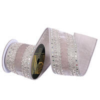 4"x5yd Velvet Champagne Jewel Ribbon