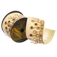 4"x5yd Gold Trim Mirrors Ribbon