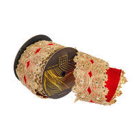 4"x10yd Scalloped Champagne Jewel Applique Ribbon