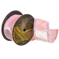 4"x10yd Scalloped Champagne Jewel Applique Ribbon