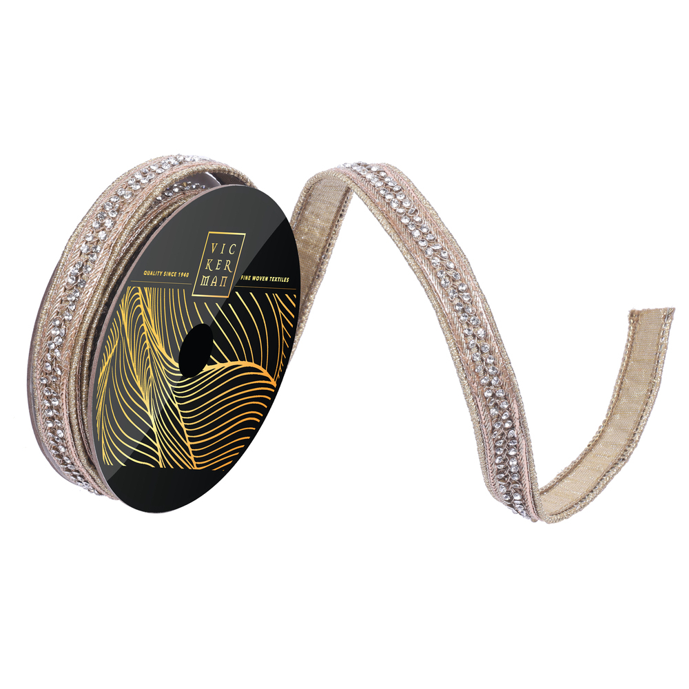 0.75"x10yd Gold Metallic Jewel Ribbon