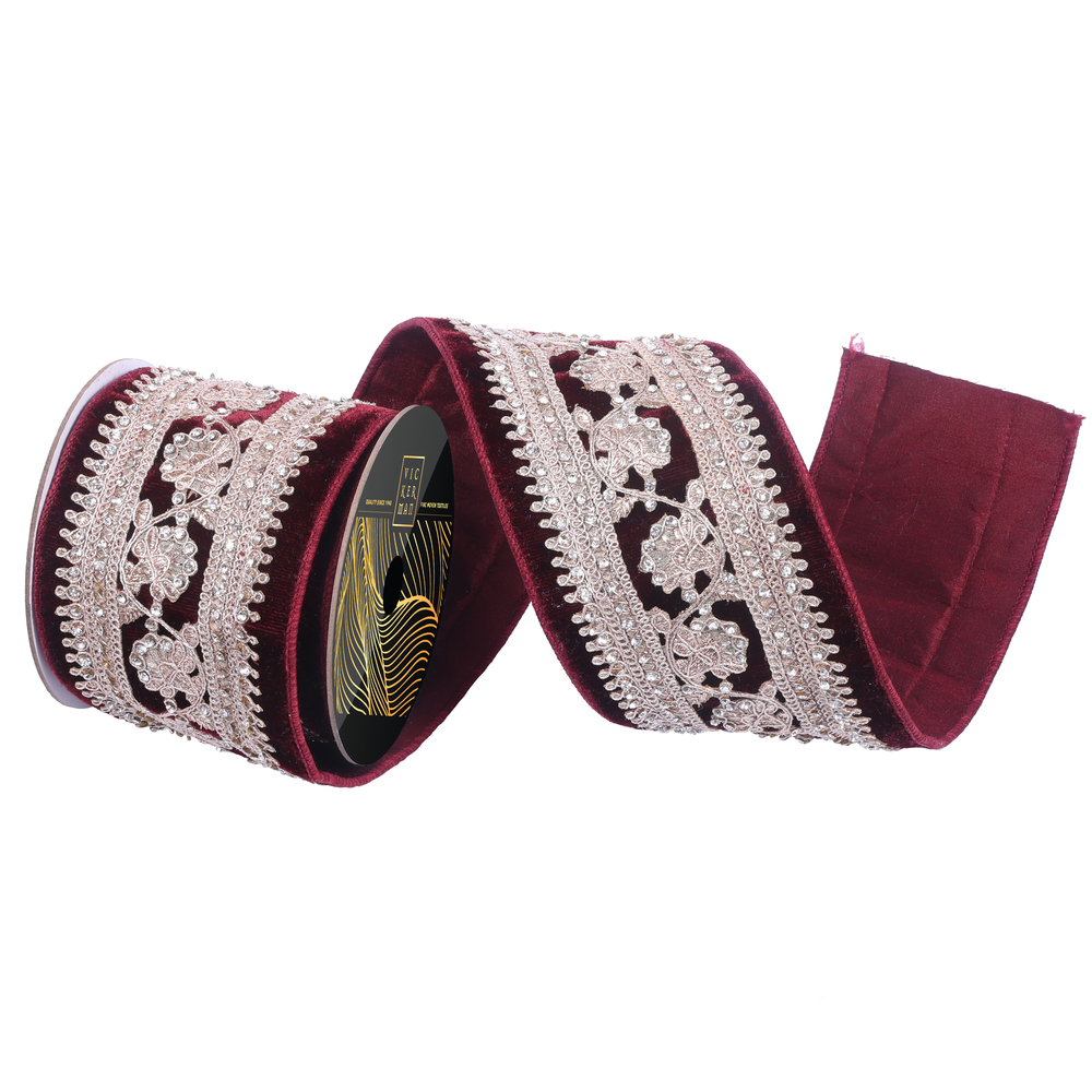 4"x5yd Burgundy Velvet Chmp Jewel Center