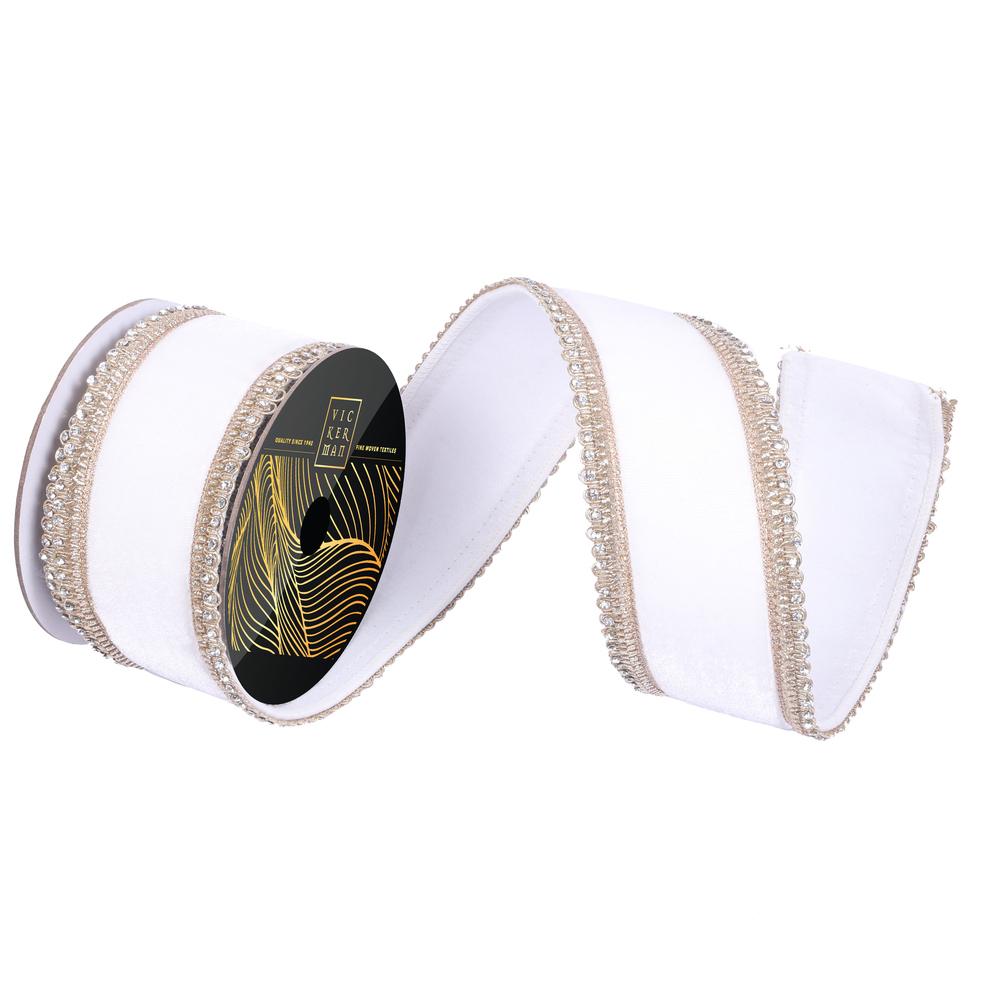 Vickerman 2.5" x 10yd Velvet Jewel Scallop Wired Ribbon