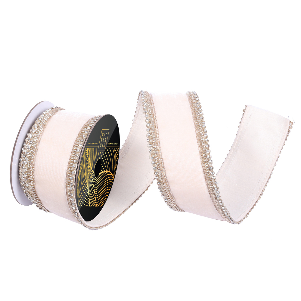 Vickerman 2.5" x 10yd Velvet Jewel Scallop Wired Ribbon
