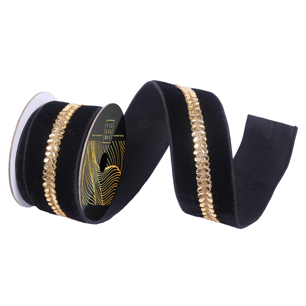 Vickerman 2.5"x5yd Velvet Drop Jewel Ribbon