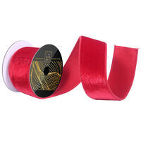 2.5"x10yd Red Velvet Dupion Ribbon
