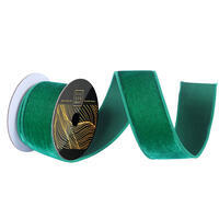 2.5"x10yd Green Velvet Dupion Ribbon