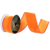 2.5"x10yd Orange Velvet Dupion Ribbon