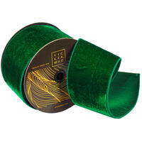 4"x10yd Green Velvet Dupion Ribbon