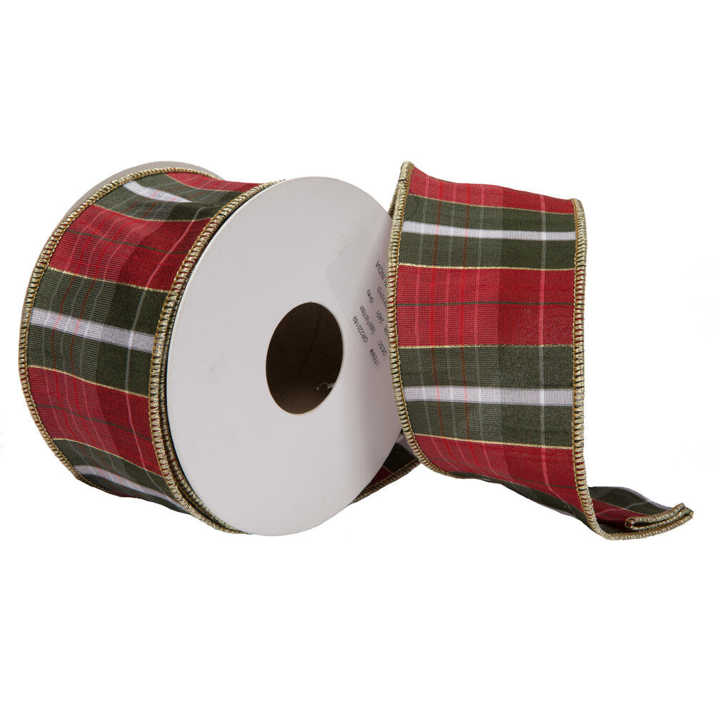 Vickerman Gray Dupioni Plaid Ribbon