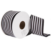 Vickerman 4" x 10yd Sheldon Belver Black and White Stripe Double Ribbon