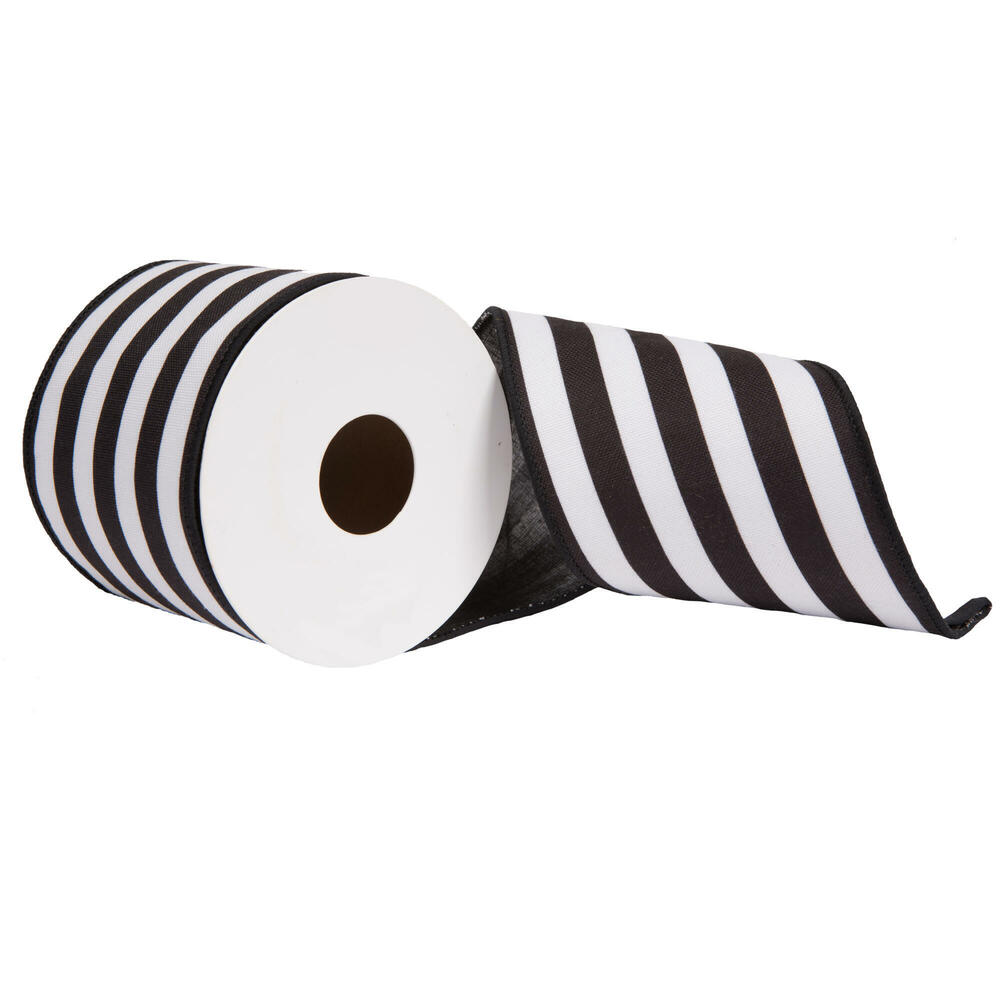 Vickerman Black Horizontal Printed Stripe Sheldon Belver Double Ribbon