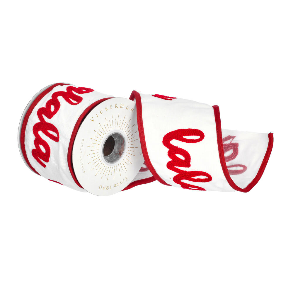 4"x5yd White Falala Stitch Ribbon