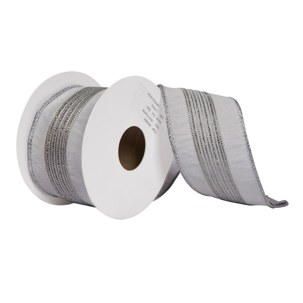 Vickerman 2.5" x 5yd Glitter Dori Trim Dupion Ribbon