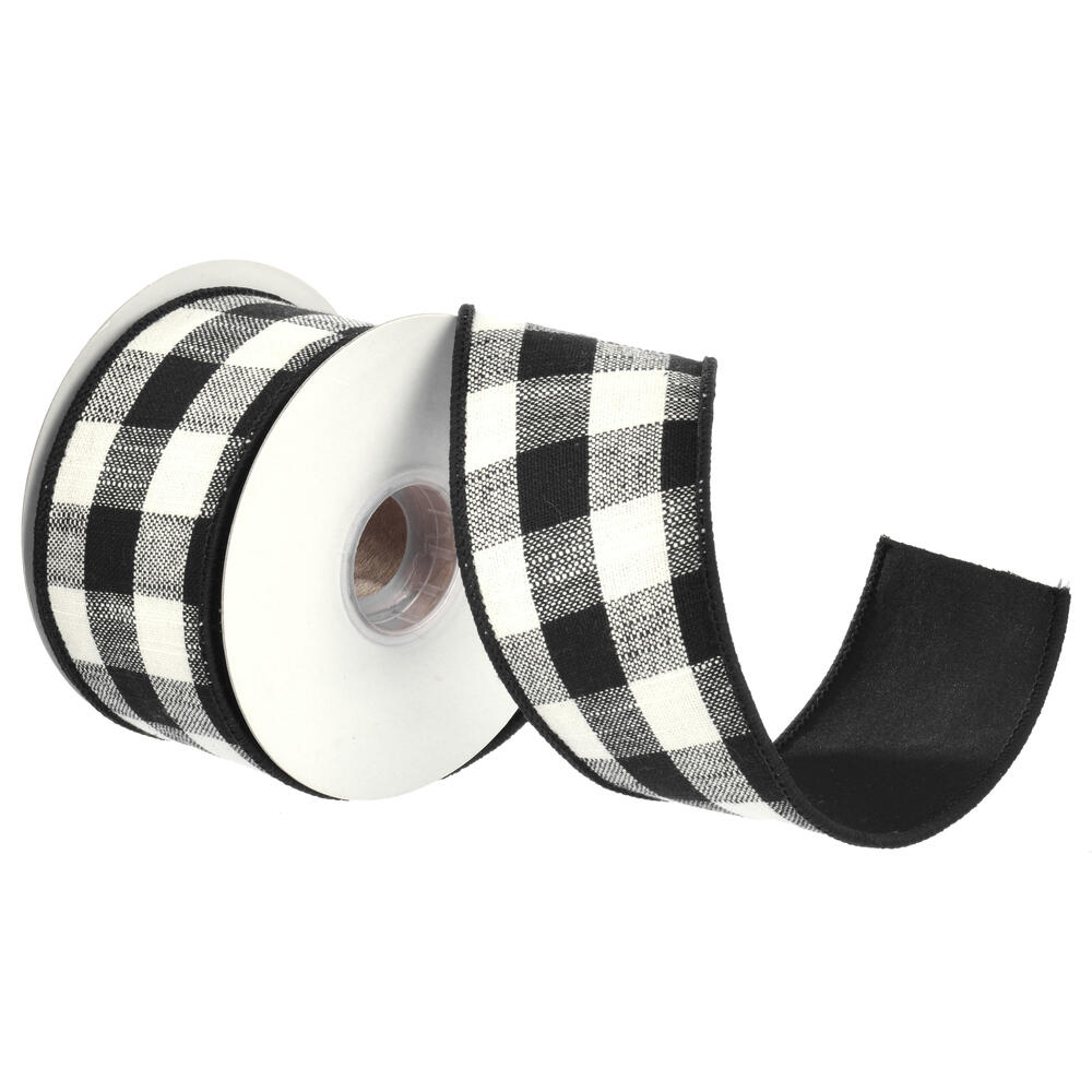 Vickerman Black Cotton Checks Double Fused Taffeta Back Ribbon