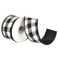 Vickerman Black Cotton Checks Double Fused Taffeta Back Ribbon